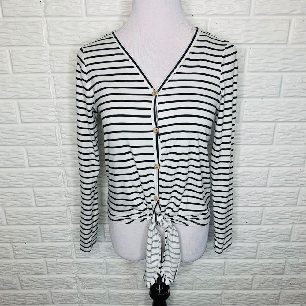 POLLY & ESTHER B&W Striped Shirt Size M